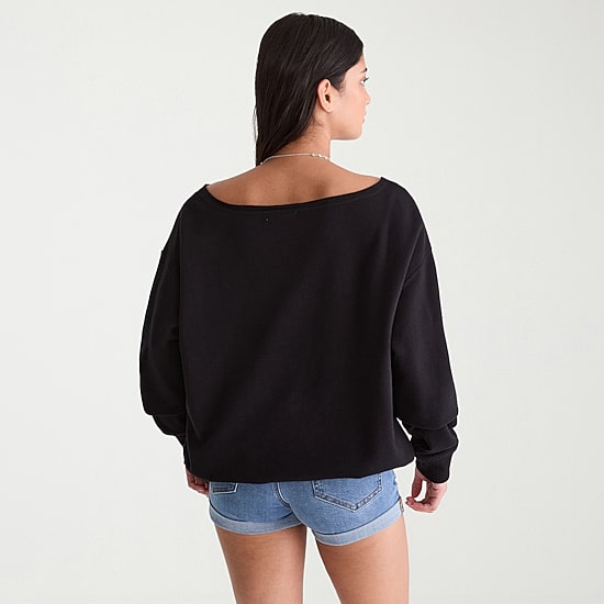 AEROPOSTALE Womens Juniors Asymmetrical Neck Long Sleeve Sweatshirt