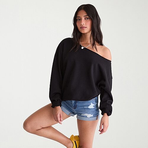Aéropostale Womens Juniors Long Sleeve Sweatshirt In Black