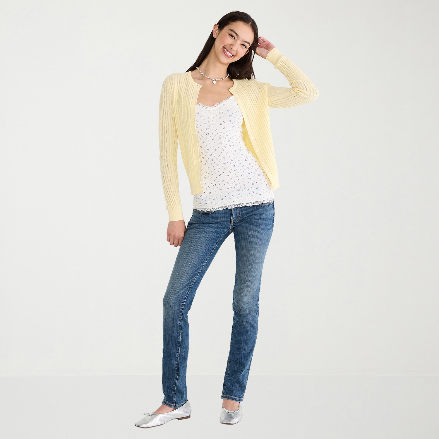 AEROPOSTALE Womens Round Neck Long Sleeve Button Juniors Cardigan