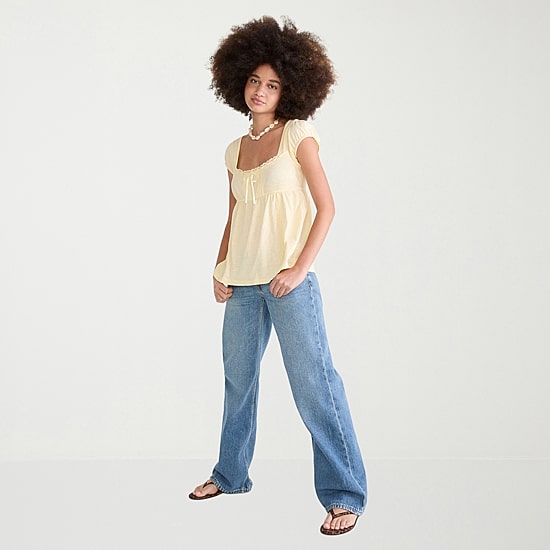 AEROPOSTALE Womens Juniors Low Rise Wide Leg Jean