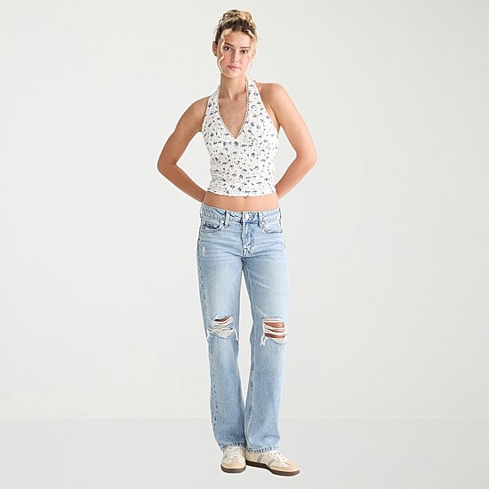 AEROPOSTALE Womens Juniors Low Rise Baggy Fit Jean