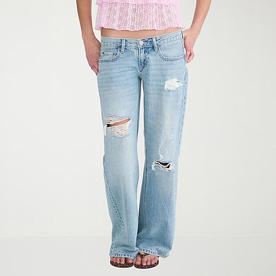 AEROPOSTALE Womens Juniors Low Rise Wide Leg Jean