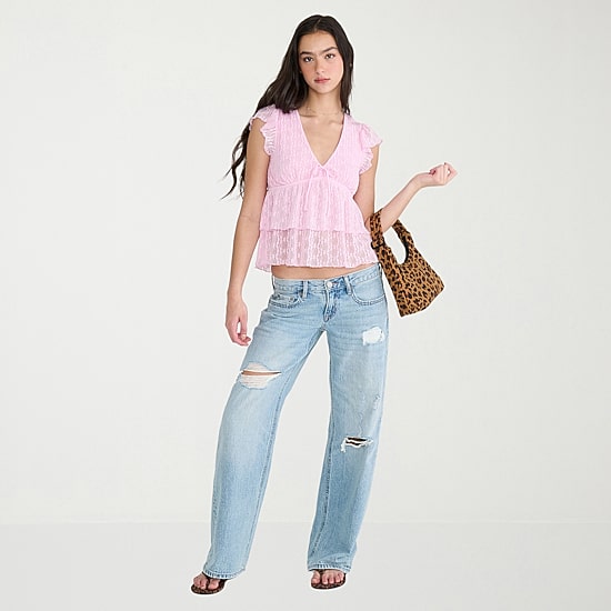 AEROPOSTALE Womens Juniors Low Rise Wide Leg Jean