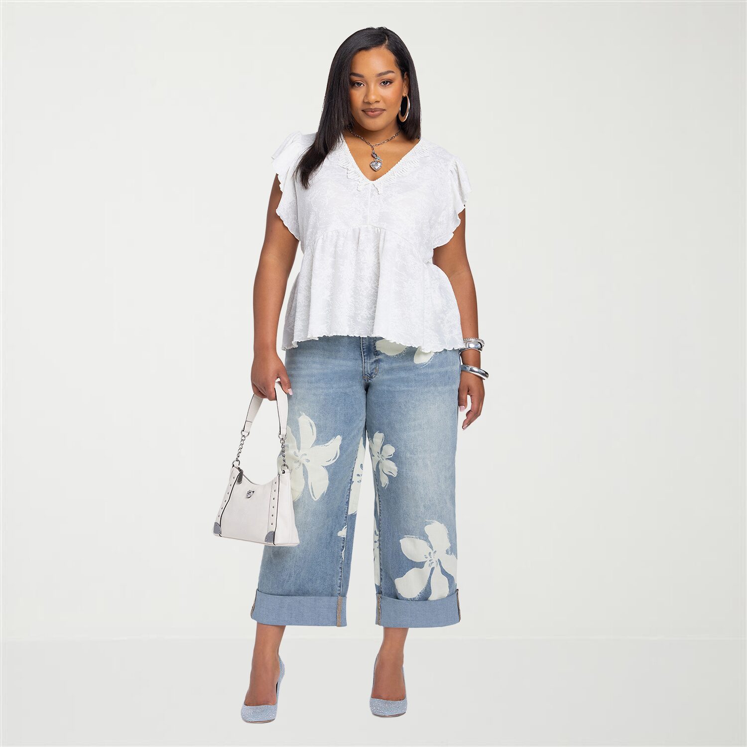 JS Jessica Simpson Womens Plus V Neck Short Sleeve Blouse