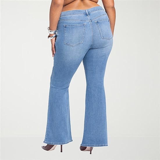 JS Jessica Simpson Embroidered Womens Plus High Rise Flare Leg Jean