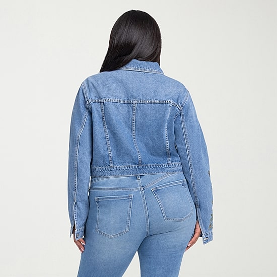 JS Jessica Simpson Womens Plus Denim Embroidered Midweight Jacket