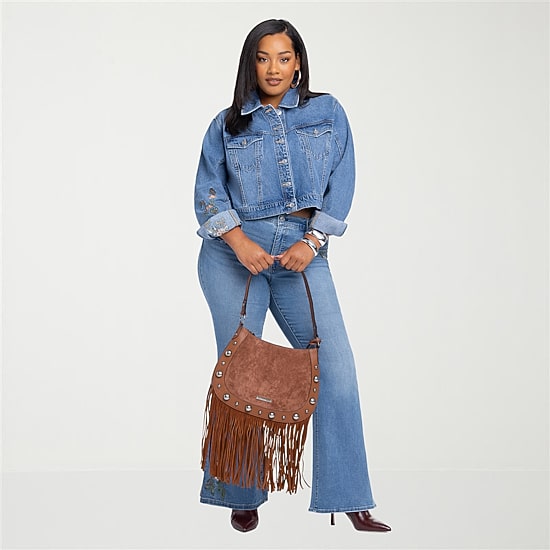 JS Jessica Simpson Womens Plus Denim Embroidered Midweight Jacket