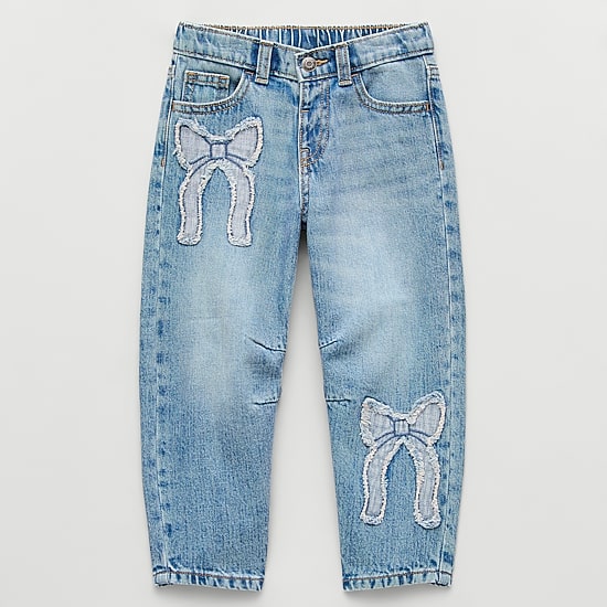 Okie Dokie Toddler & Little Girls Adjustable Waist Barrel Leg Jean