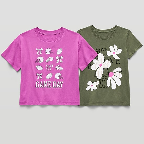 Xersion Little & Big Kid Girls Crew Neck Short Sleeve Regular Fit Graphic T-Shirt