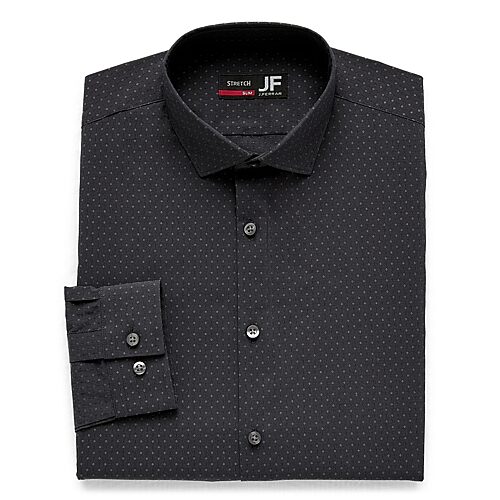 J. Ferrar Ultra Comfort Mens Slim Fit Stretch Fabric Wrinkle Free Long Sleeve Dress Shirt In Black
