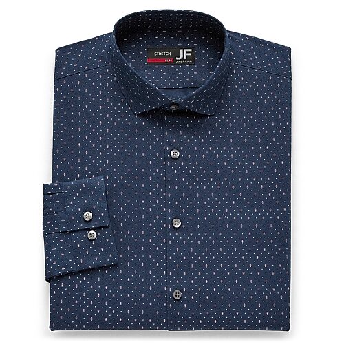 J. Ferrar Ultra Comfort Mens Slim Fit Stretch Fabric Wrinkle Free Long Sleeve Dress Shirt, 17-17.5 32-33, Blue