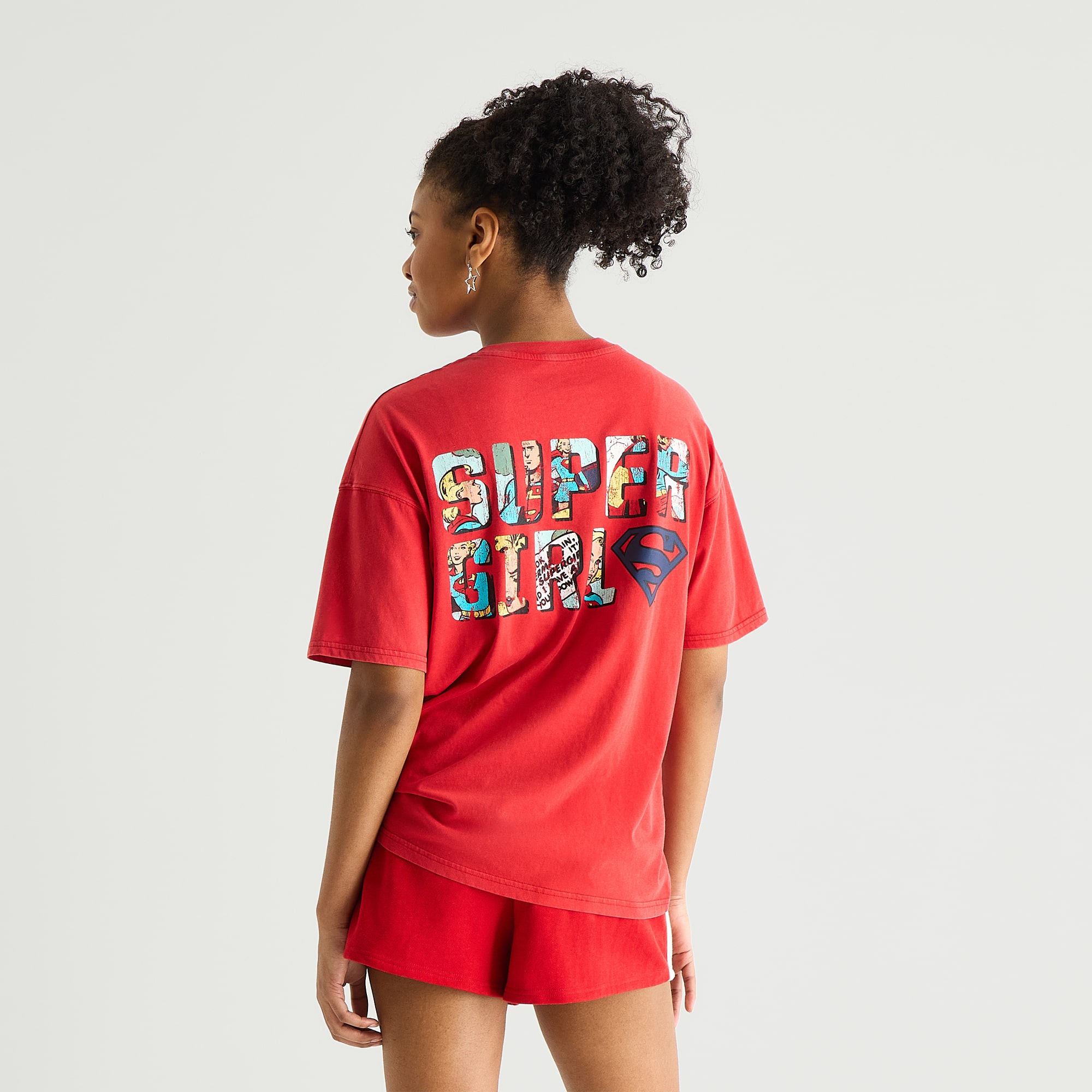 Arizona Womens Juniors Crew Neck Short Sleeve Supergirl T-Shirt