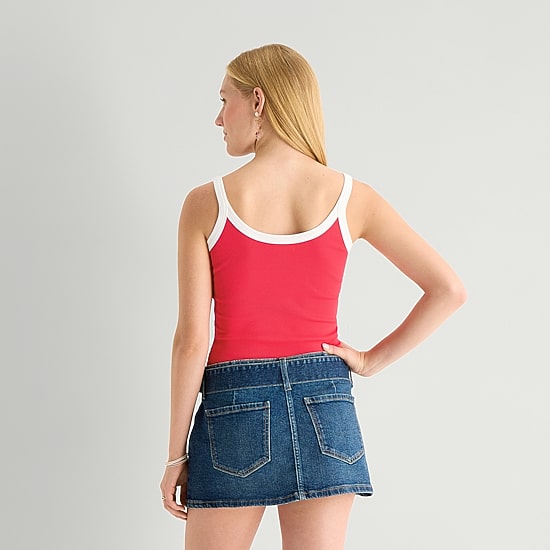 Arizona Womens Juniors Scoop Neck Sleeveless Tank Top