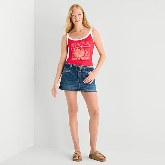 Arizona Womens Juniors Scoop Neck Sleeveless Tank Top