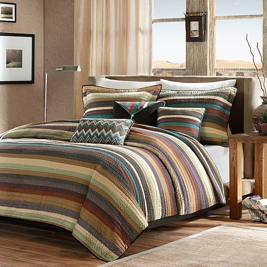 Madison Park Sequoia Reversible Quilt Set With Throw Pillows