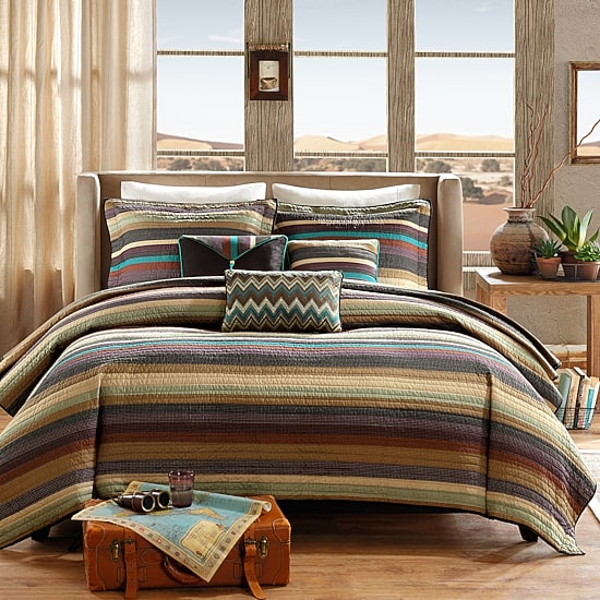 Madison Park Sequoia Reversible Quilt Set With Throw Pillows