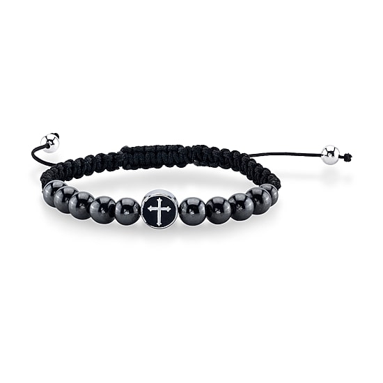 J.P. Army Men's Jewelry Stainless Steel 8 1/2 Inch Bead Cord Bracelet