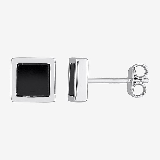 Genuine Black Hematite Sterling Silver 7.5mm Stud Earrings