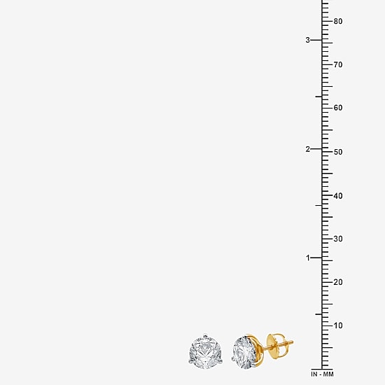 Ever Star (E-F / Si1-Si2) 3 CT. T.W. Lab Grown White Diamond 14K Gold 8.3mm Round Stud Earrings
