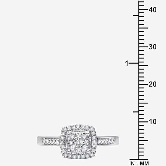I Said Yes (H-I / I1) Womens 1/4 CT. T.W. Lab Grown White Diamond Sterling Silver Side Stone Halo Engagement Ring