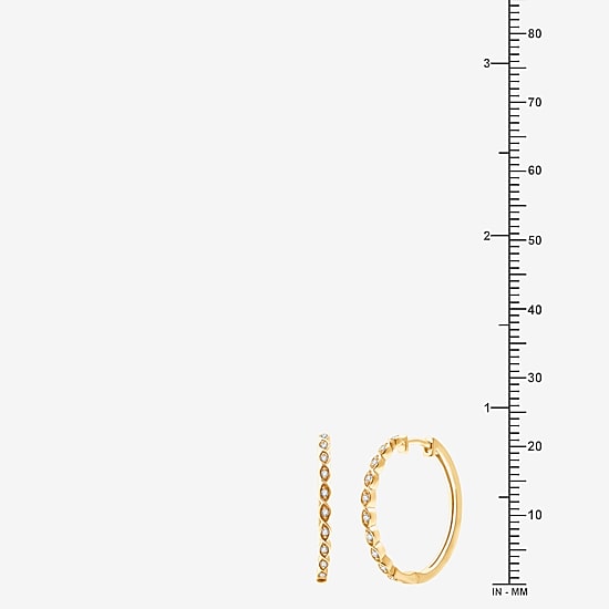 Womens 1/10 CT. T.W. Lab Grown White Diamond 14K Gold Over Silver Sterling Silver 22mm Hoop Earrings
