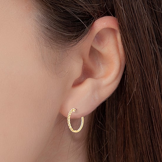 Womens 1/10 CT. T.W. Lab Grown White Diamond 14K Gold Over Silver Sterling Silver 22mm Hoop Earrings