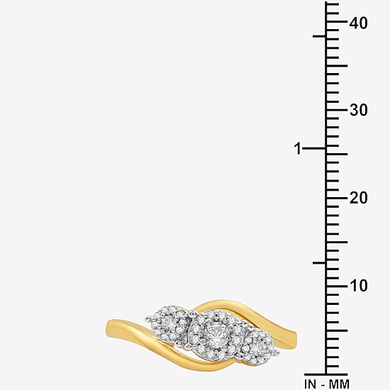 Womens 1/4 CT. T.W. Lab Grown White Diamond 14K Gold Over Silver Sterling Silver 3-Stone Cocktail Ring
