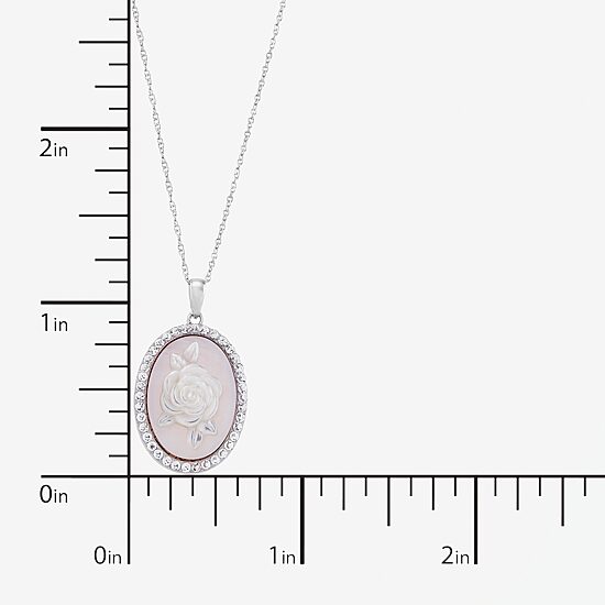 Cameo Womens Pink Mother Of Pearl Sterling Silver Flower 18 Inch Pendant Necklace