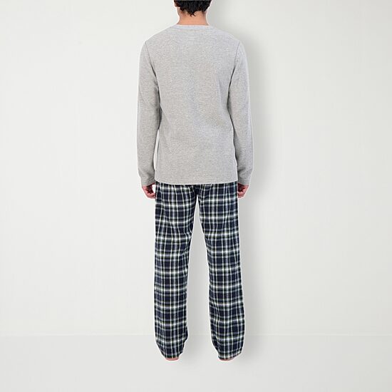 Hanes Mens Crew Neck Long Sleeve 2-pc. Big Pajama Set