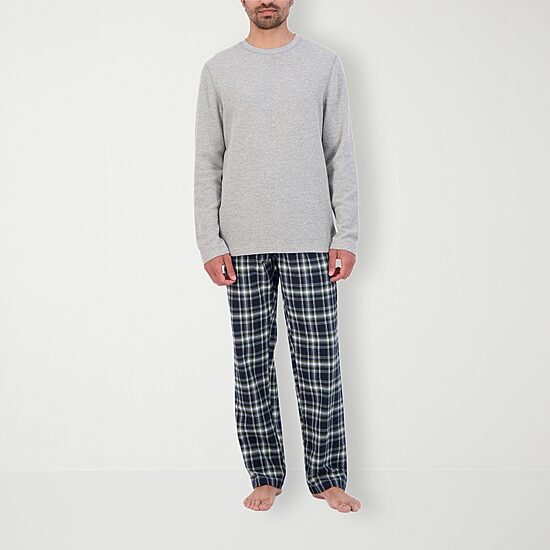 Hanes Mens Crew Neck Long Sleeve 2-pc. Big Pajama Set