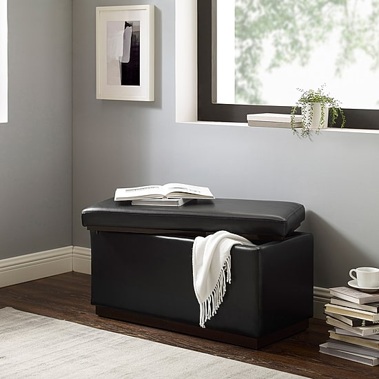 Berlinda Faux Leather Rectangular Storage Ottoman