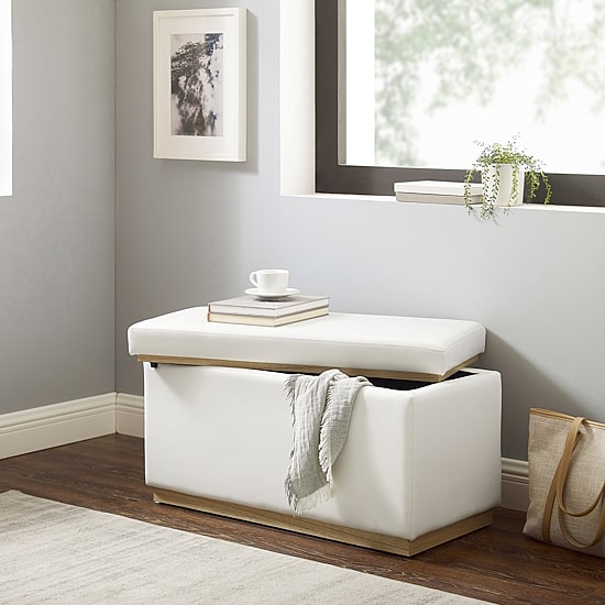 Berlinda Faux Leather Rectangular Storage Ottoman