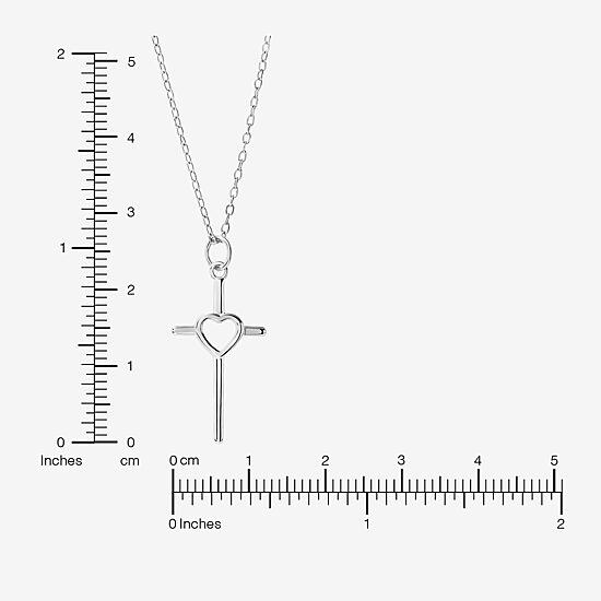 Silver Treasures Womens Sterling Silver Cross 16 Inch Pendant Necklace