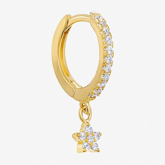 Silver Treasures Womens Cubic Zirconia 14K Gold Over Silver Star Drop Earrings