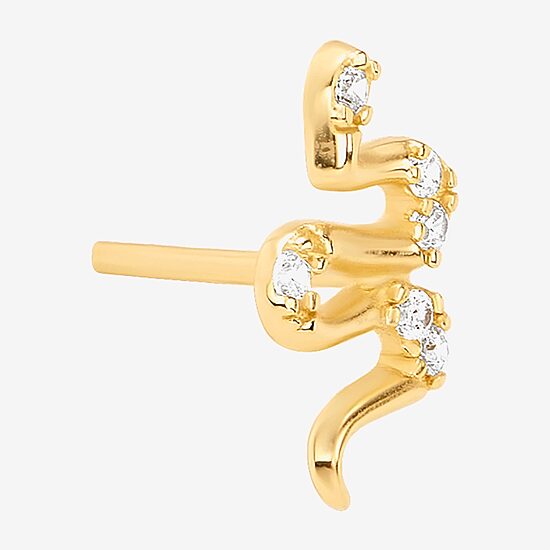 Silver Treasures Snake Cubic Zirconia 14K Gold Over Silver 9.9mm Stud Earrings