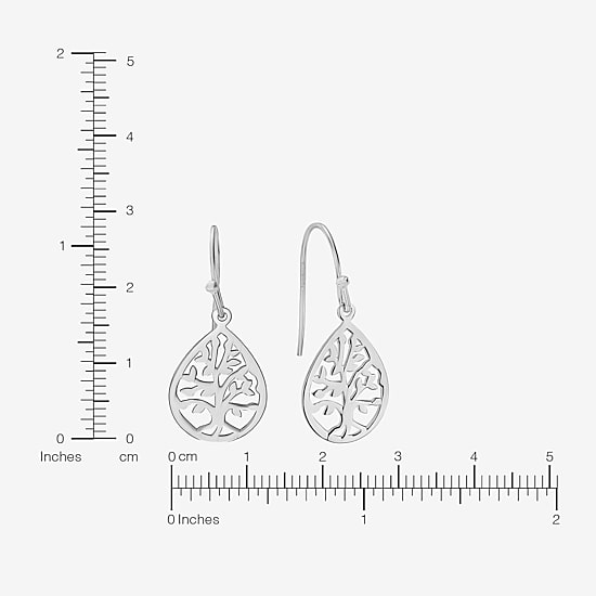 Silver Treasures Tree Womens Sterling Silver Drop Earrings