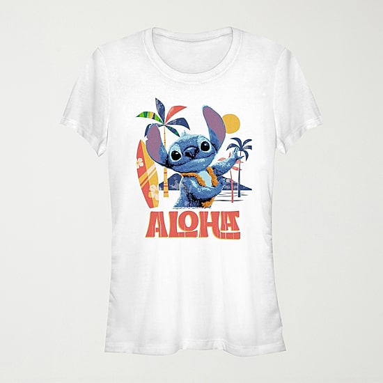 Lilo And Stitch The Movie Aloha Tee Womens Juniors Crew Neck Short Sleeve Regular Fit Lilo & Stitch Graphic T-Shirt