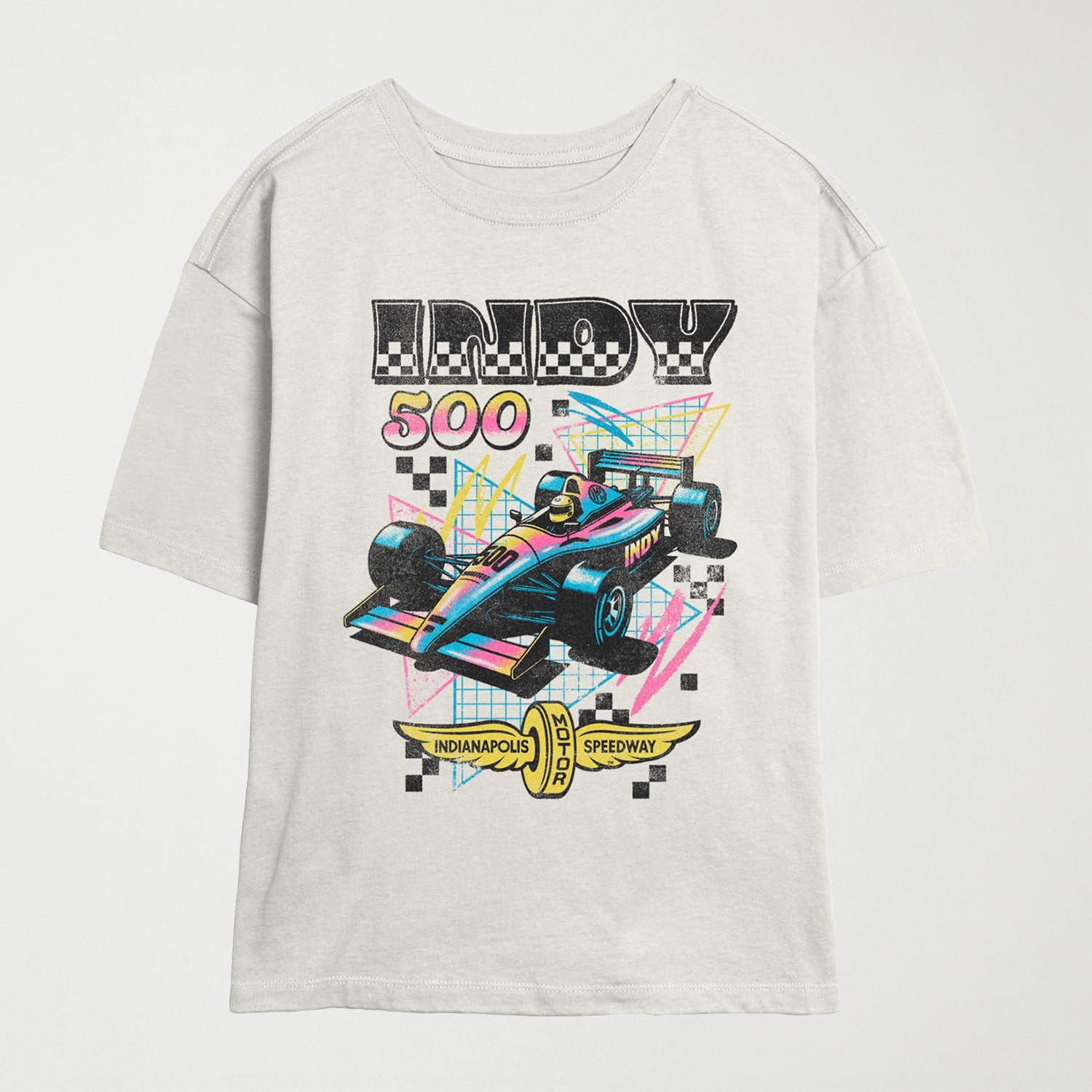 Indy 500 Tee Womens Juniors Crew Neck Short Sleeve Regular Fit Graphic T-Shirt