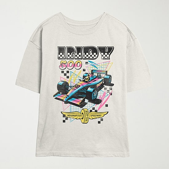 Indy 500 Tee Womens Juniors Crew Neck Short Sleeve Regular Fit Graphic T-Shirt