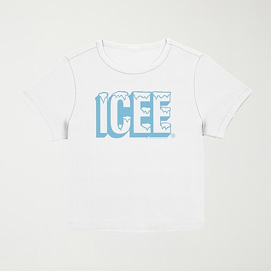Icee Cropped Tee Womens Juniors Crew Neck Short Sleeve Regular Fit Graphic T-Shirt