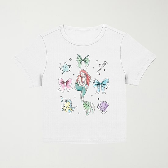 Disney Princess Ariel Baby Tee Womens Juniors Crew Neck Short Sleeve Regular Fit Ariel Princess Graphic T-Shirt