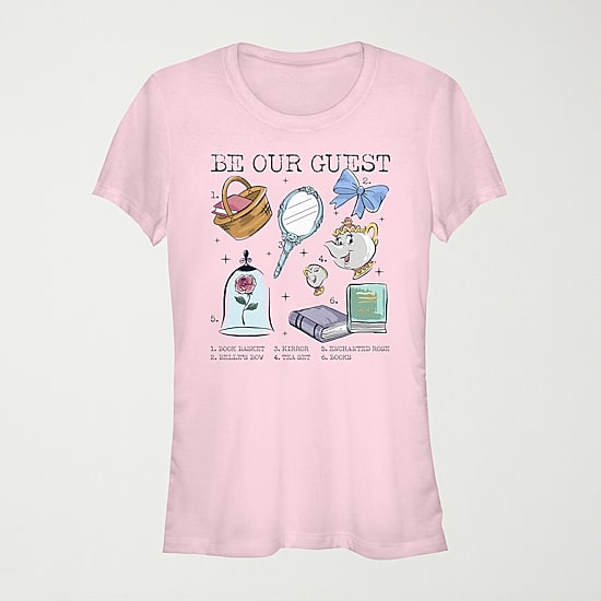 Womens Juniors Crew Neck Short Sleeve Regular Fit Belle Princess Graphic T-Shirt