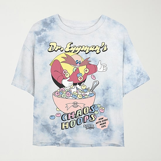 Dr Eggman Cropped Tee Womens Juniors Crew Neck Short Sleeve Regular Fit Sonic the Hedgehog Graphic T-Shirt