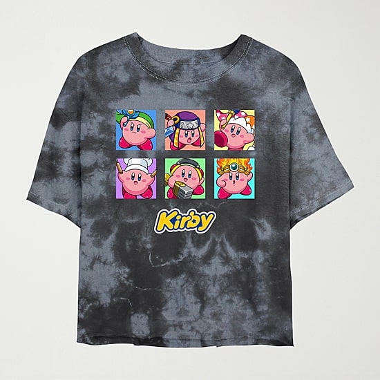 Nintendo Kirby Cropped Tee Womens Juniors Crew Neck Short Sleeve Regular Fit Nintendo Graphic T-Shirt