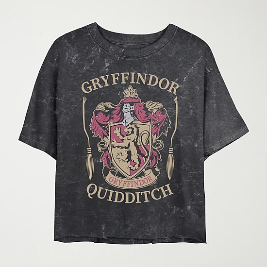 Harry Potter Gryffindor Quidditch Cropped Tee Womens Juniors Crew Neck Short Sleeve Regular Fit Harry Potter Graphic T-Shirt