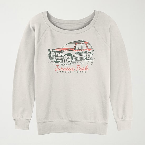 Womens Juniors Crew Neck Long Sleeve Jurassic World Sweatshirt