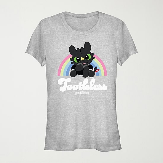 How To Train Your Dragon Toothless Rainbow Tee Womens Juniors Crew Neck Short Sleeve Regular Fit Graphic T-Shirt