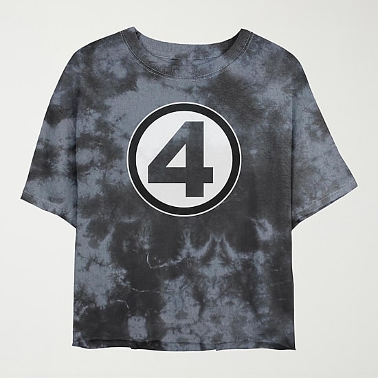 Fantastic 4 Cropped Tee Womens Juniors Crew Neck Short Sleeve Regular Fit Graphic T-Shirt