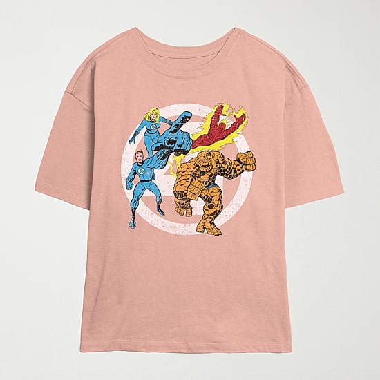 Fantastic Four Team Tee Womens Juniors Crew Neck Short Sleeve Regular Fit Graphic T-Shirt