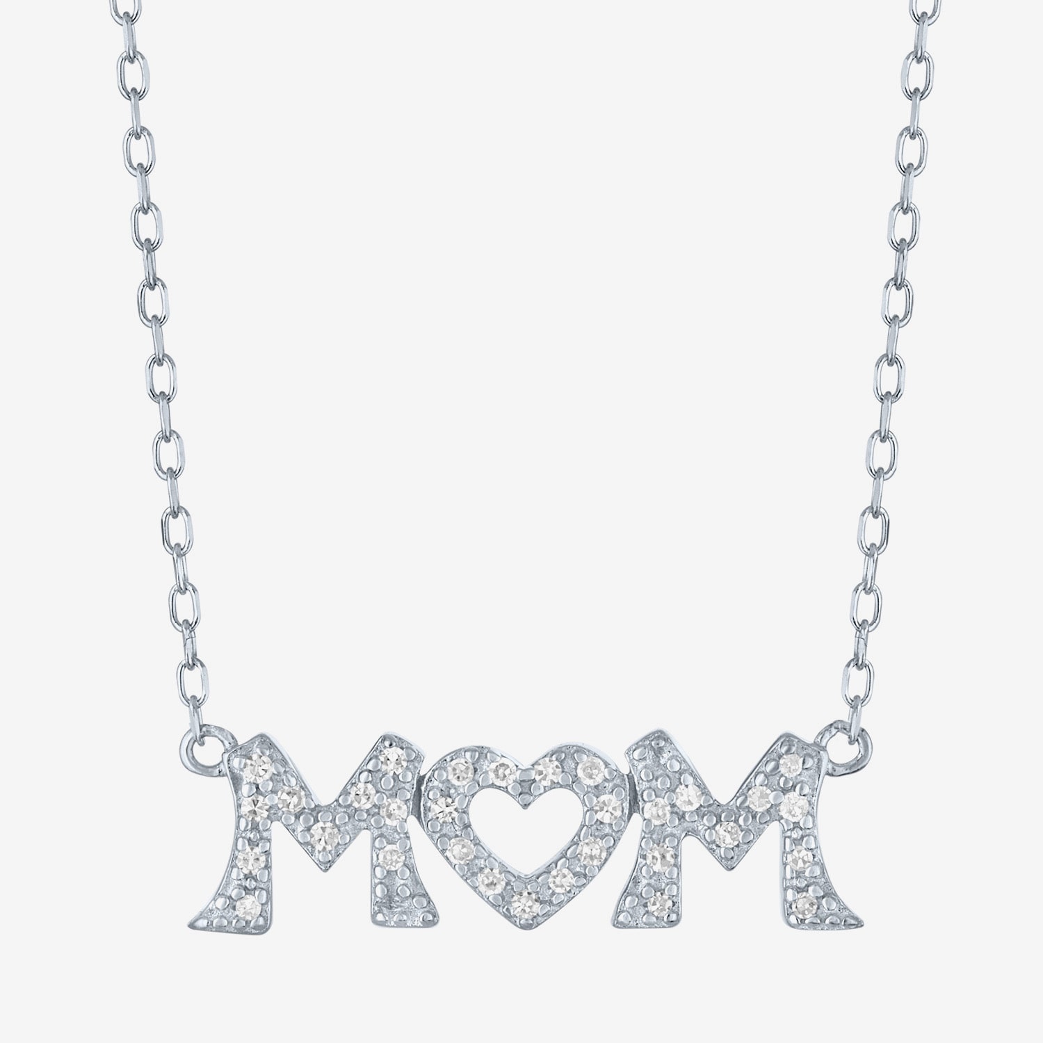 Mom (G-H / Si2-I1) Womens 1/10 CT. T.W. Lab Grown White Diamond Sterling Silver Heart 18 Inch Pendant Necklace